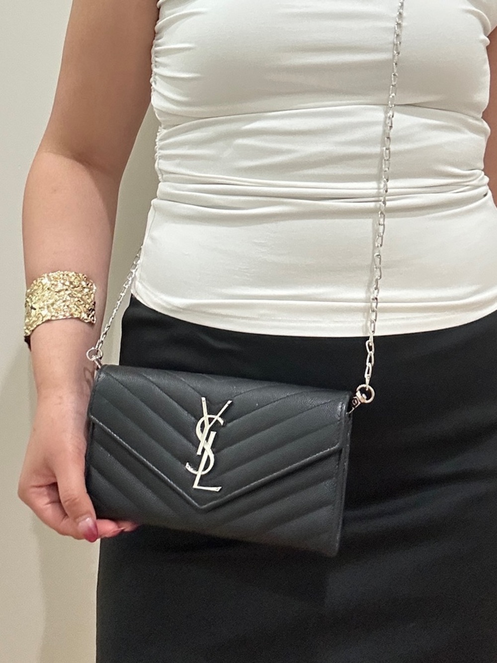 YSL envelope monogram flap wallet on chain crossbody bag - Picture 5 of 17